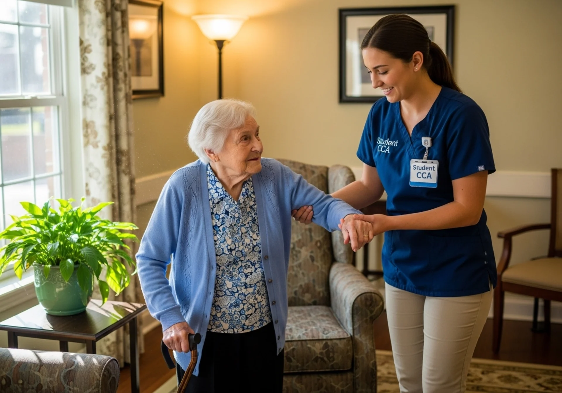 Students learning Continuing Care Assistant skills in hands-on training environment at Island Career Academy