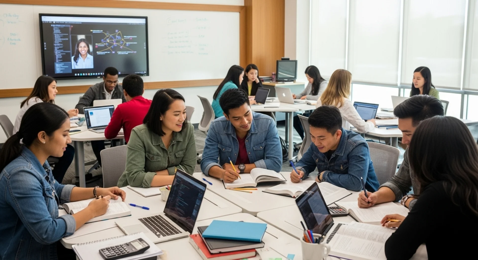 Students in career training programs at Island Career Academy